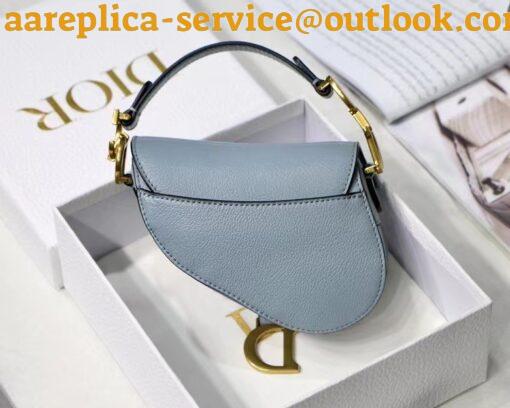 Replica Dior Saddle Micro Bag In Cloud Blue Goatskin 5