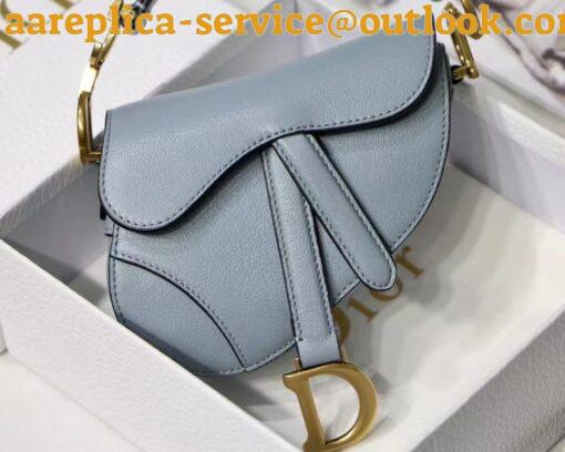 Replica Dior Saddle Micro Bag In Cloud Blue Goatskin 6