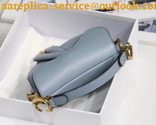 Replica Dior Saddle Micro Bag In Cloud Blue Goatskin 8