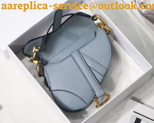 Replica Dior Saddle Micro Bag In Cloud Blue Goatskin 10