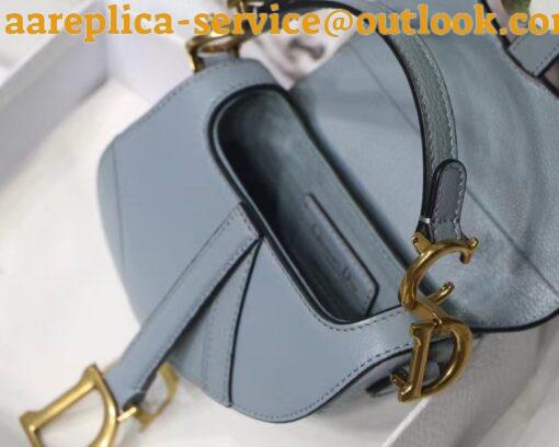 Replica Dior Saddle Micro Bag In Cloud Blue Goatskin 11