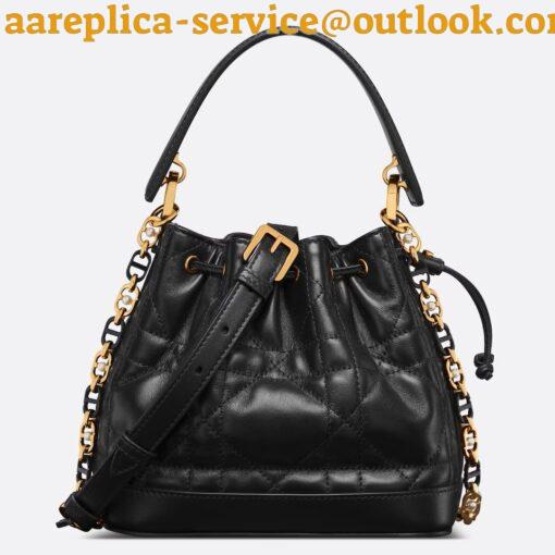 Replica Dior Small Jolie Bucket Bag in Black Macrocannage Lambskin