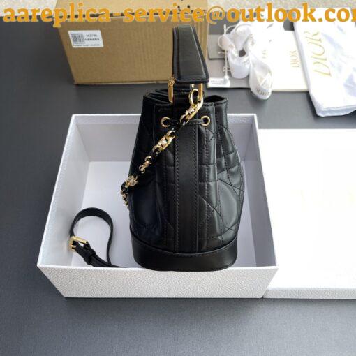 Replica Dior Small Jolie Bucket Bag in Black Macrocannage Lambskin 4