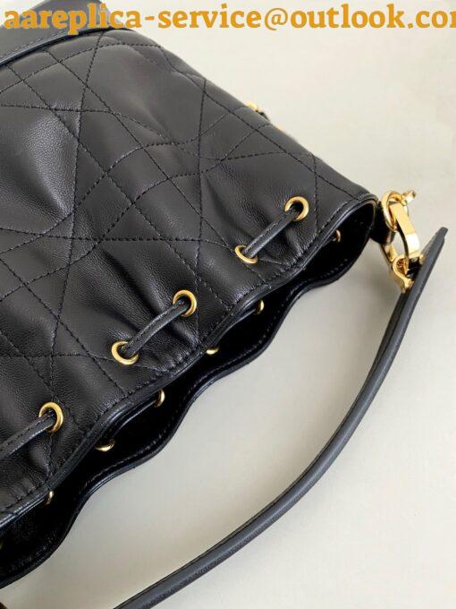 Replica Dior Small Jolie Bucket Bag in Black Macrocannage Lambskin 9