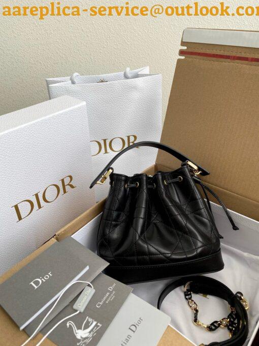 Replica Dior Small Jolie Bucket Bag in Black Macrocannage Lambskin 10