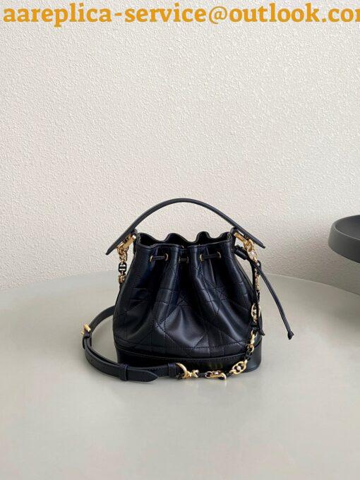 Replica Dior Small Jolie Bucket Bag in Black Macrocannage Lambskin 11