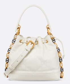 Replica Dior Small Jolie Bucket Bag in White Macrocannage Lambskin