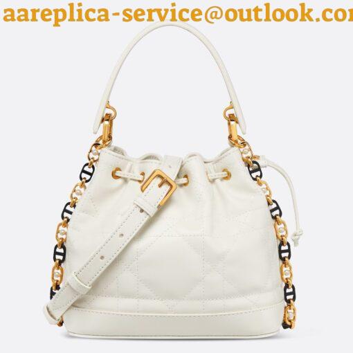 Replica Dior Small Jolie Bucket Bag in White Macrocannage Lambskin