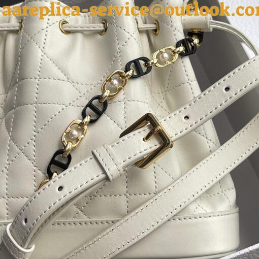 Replica Dior Small Jolie Bucket Bag in White Macrocannage Lambskin 4