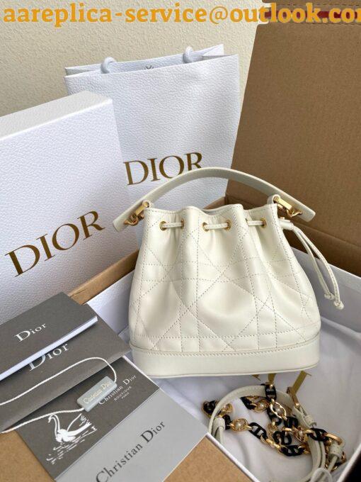 Replica Dior Small Jolie Bucket Bag in White Macrocannage Lambskin 5