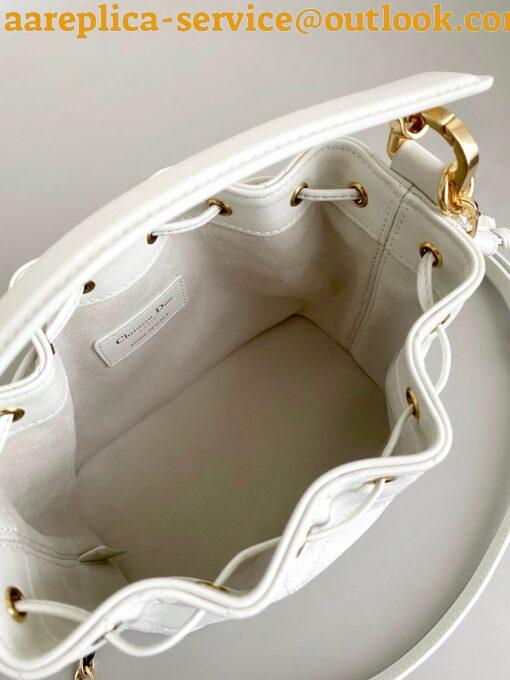 Replica Dior Small Jolie Bucket Bag in White Macrocannage Lambskin 7