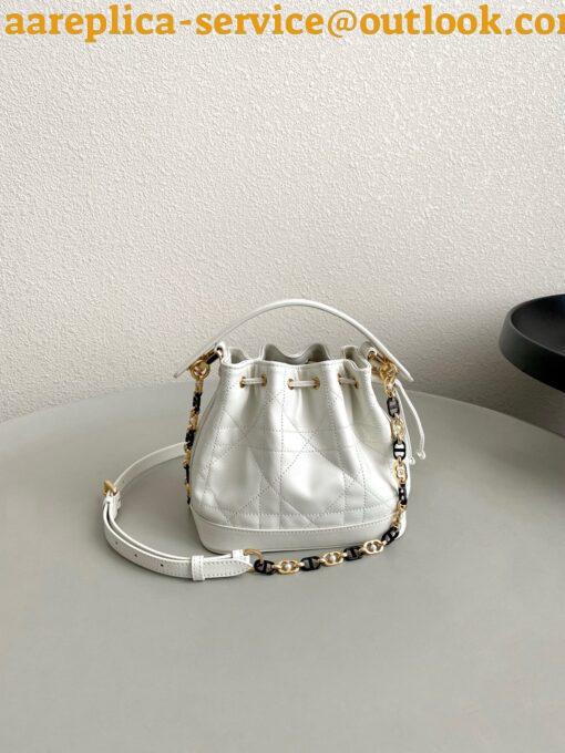 Replica Dior Small Jolie Bucket Bag in White Macrocannage Lambskin 10