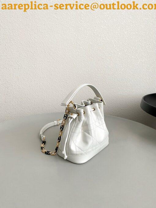 Replica Dior Small Jolie Bucket Bag in White Macrocannage Lambskin 11