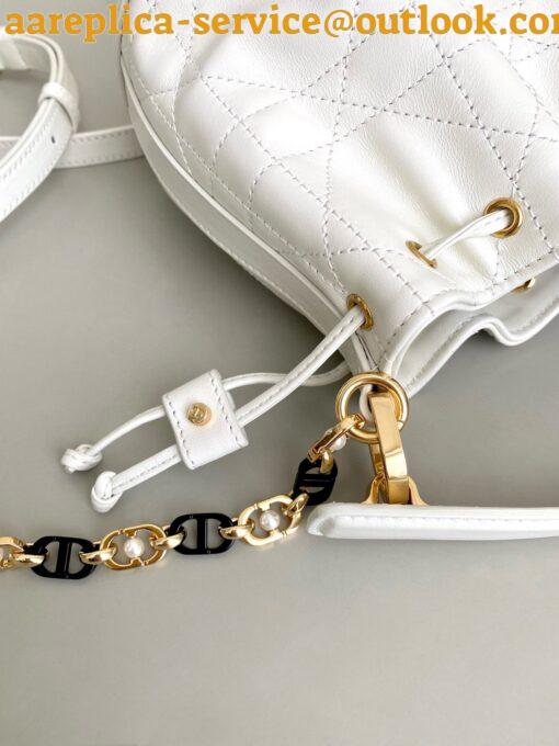 Replica Dior Small Jolie Bucket Bag in White Macrocannage Lambskin 12