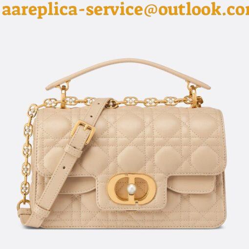 Replica Dior Small Jolie Top Handle Bag in Beige Cannage Calfskin