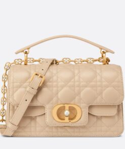 Replica Dior Small Jolie Top Handle Bag in Beige Cannage Calfskin 2