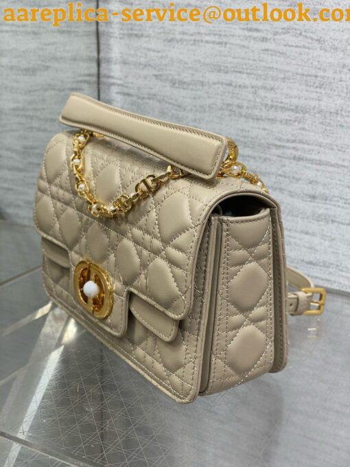 Replica Dior Small Jolie Top Handle Bag in Beige Cannage Calfskin 3