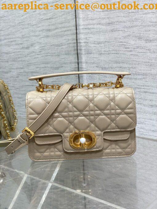 Replica Dior Small Jolie Top Handle Bag in Beige Cannage Calfskin 10