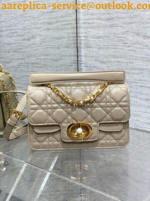 Replica Dior Small Jolie Top Handle Bag in Beige Cannage Calfskin 11