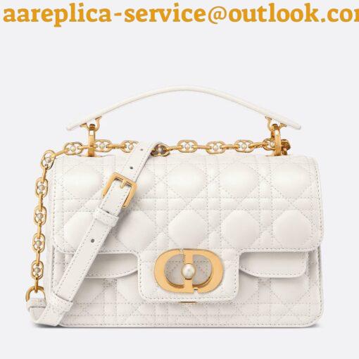 Replica Dior Small Jolie Top Handle Bag in White Cannage Calfskin