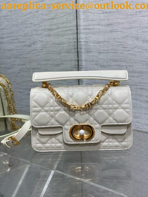 Replica Dior Small Jolie Top Handle Bag in White Cannage Calfskin 8