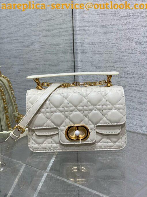 Replica Dior Small Jolie Top Handle Bag in White Cannage Calfskin 9