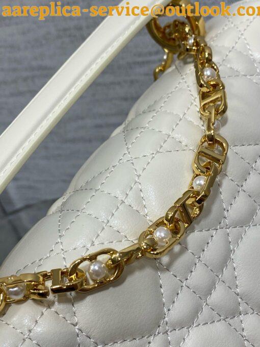 Replica Dior Small Jolie Top Handle Bag in White Cannage Calfskin 10