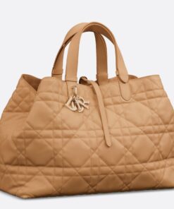 Replica Dior Toujours Large Bag in Brown Macrocannage Calfskin