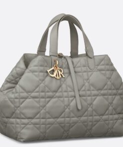 Replica Dior Toujours Large Bag in Grey Macrocannage Calfskin