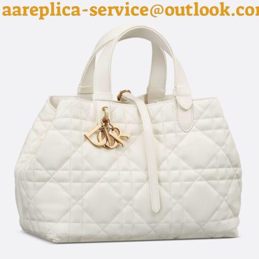 Replica Dior Toujours Large Bag in White Macrocannage Calfskin