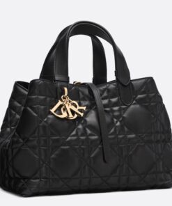 Replica Dior Toujours Medium Bag in Black Macrocannage Calfskin