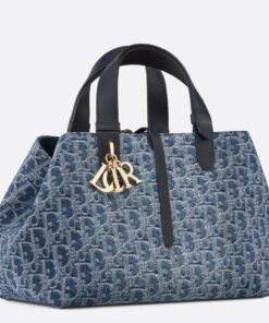 Replica Dior Toujours Medium Bag in Blue Denim Oblique Jacquard