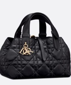 Replica Dior Toujours Small Bag in Black Macrocannage Calfskin