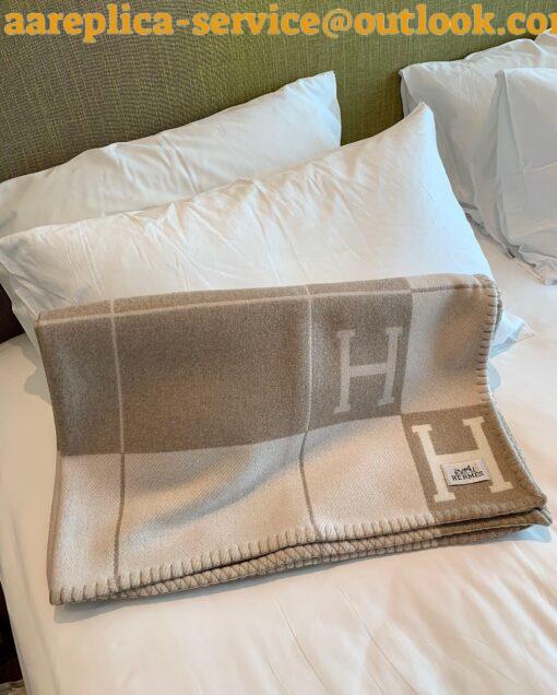 Replica Hermes Avalon III Throw Blanket in Beige Wool and Cashmere 5