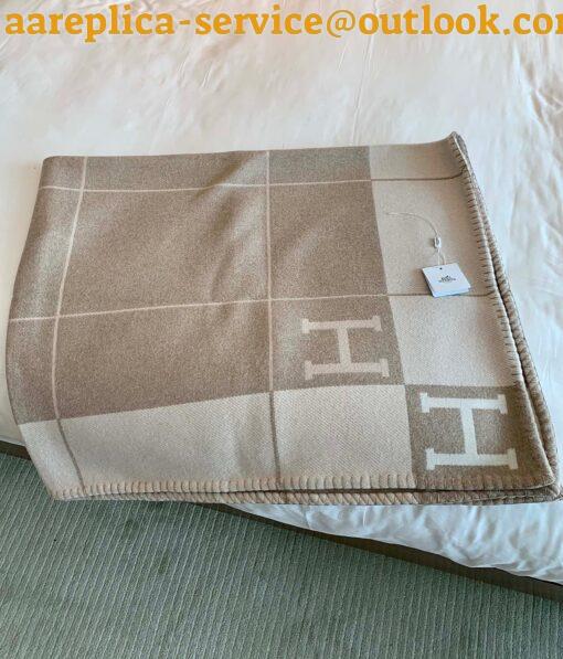 Replica Hermes Avalon III Throw Blanket in Beige Wool and Cashmere 8