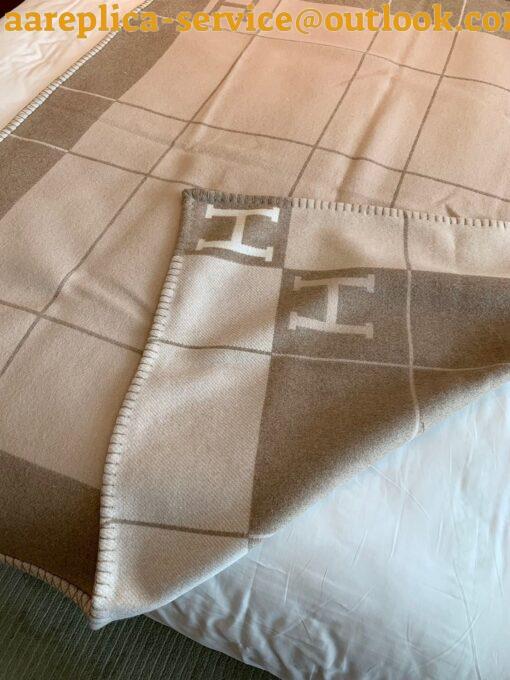 Replica Hermes Avalon III Throw Blanket in Beige Wool and Cashmere 10