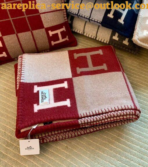 Replica Hermes Avalon III Throw Blanket in Red Wool and Cashmere 4