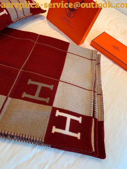 Replica Hermes Avalon III Throw Blanket in Red Wool and Cashmere 8