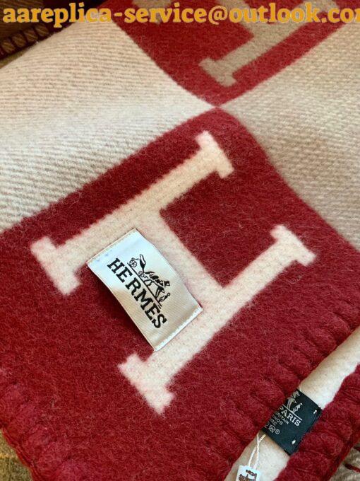 Replica Hermes Avalon III Throw Blanket in Red Wool and Cashmere 10