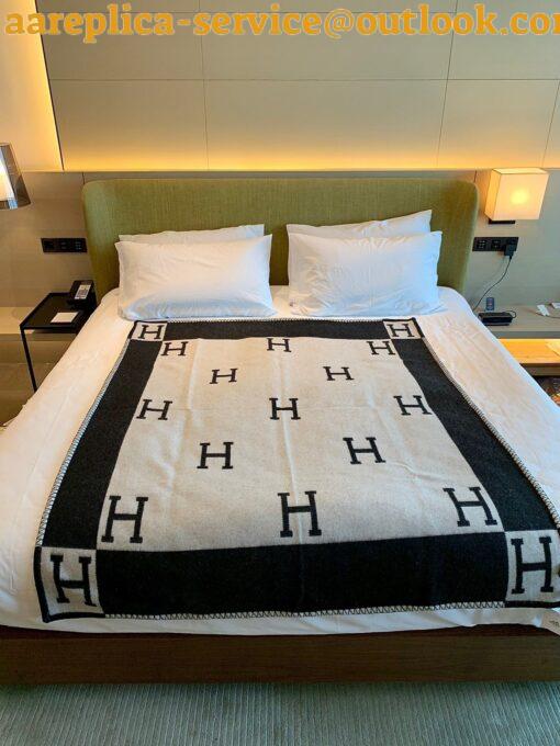 Replica Hermes Avalon III Throw Blanket in Black Wool and Cashmere 3