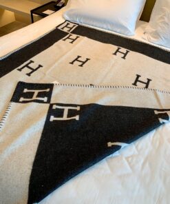 Replica Hermes Avalon Throw Blanket in Black Wool and Cashmere 2