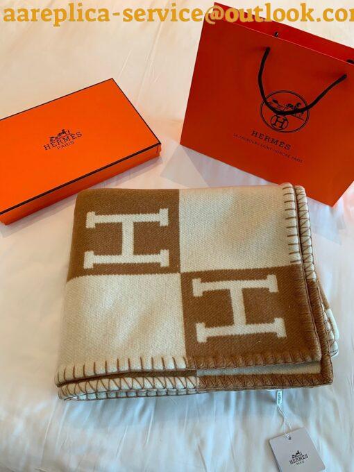 Replica Hermes Avalon Throw Blanket in Camel Wool and Cashmere 6