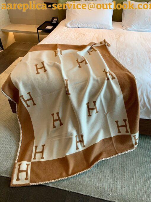 Replica Hermes Avalon Throw Blanket in Camel Wool and Cashmere 10