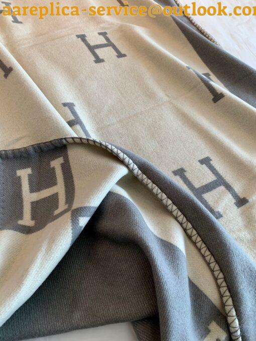 Replica Hermes Avalon Vibration Throw Blanket in Grey Wool and Cashmere 6