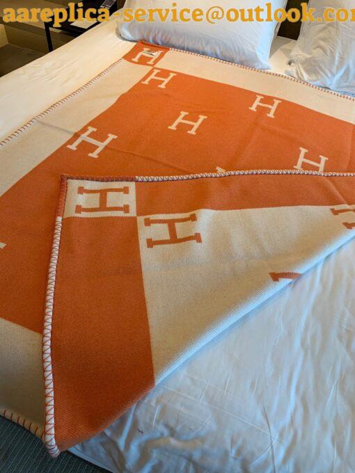 Replica Hermes Avalon Throw Blanket in Orange Wool and Cashmere 5