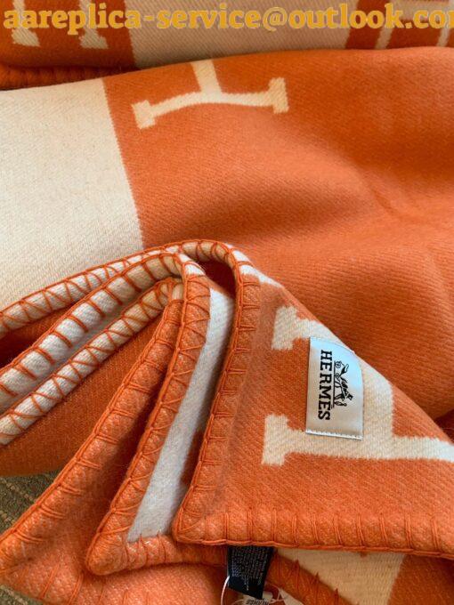 Replica Hermes Avalon Throw Blanket in Orange Wool and Cashmere 8