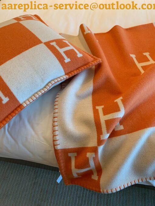 Replica Hermes Avalon Throw Blanket in Orange Wool and Cashmere 11