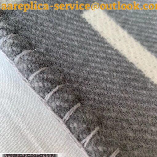 Replica Hermes Avalon Vibration Throw Blanket in Grey Wool and Cashmere 14