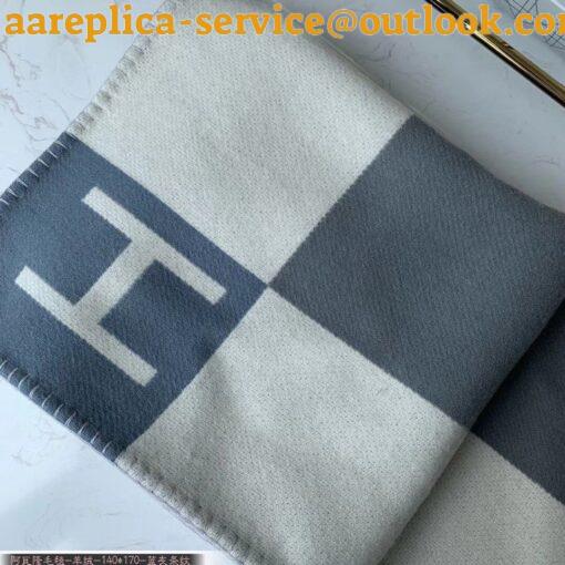 Replica Hermes Avalon Vibration Throw Blanket in Grey Wool and Cashmere 16