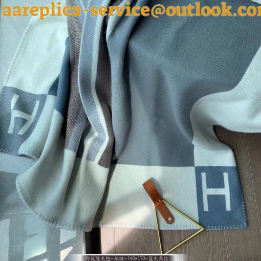 Replica Hermes Avalon Vibration Throw Blanket in Grey Wool and Cashmere 18